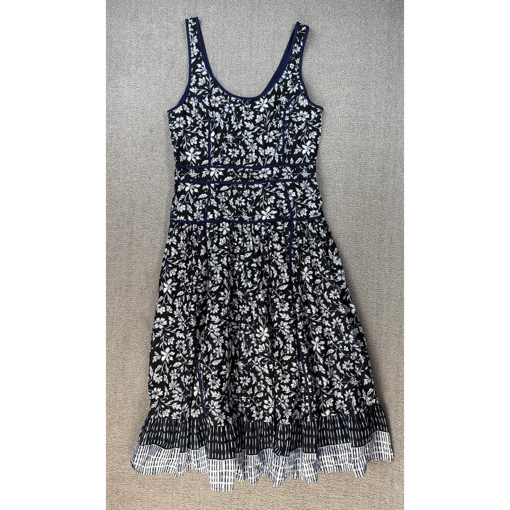 NWT Chelsea & Violet Dress Floral Sleeveless Cotton Midi Navy White Size 8